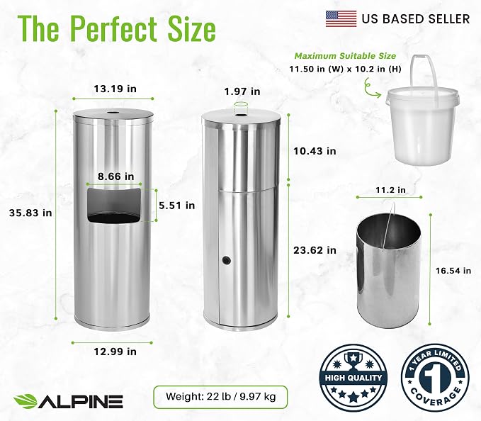 Alpine Stainless Steel Disinfecting Wipes Dispenser Floor Stand - Image 2