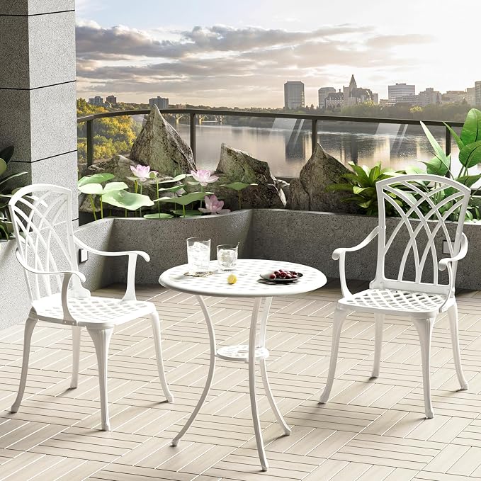 Patio Bistro Set 3 Piece, Cast Aluminum Bistro Set - Image 6