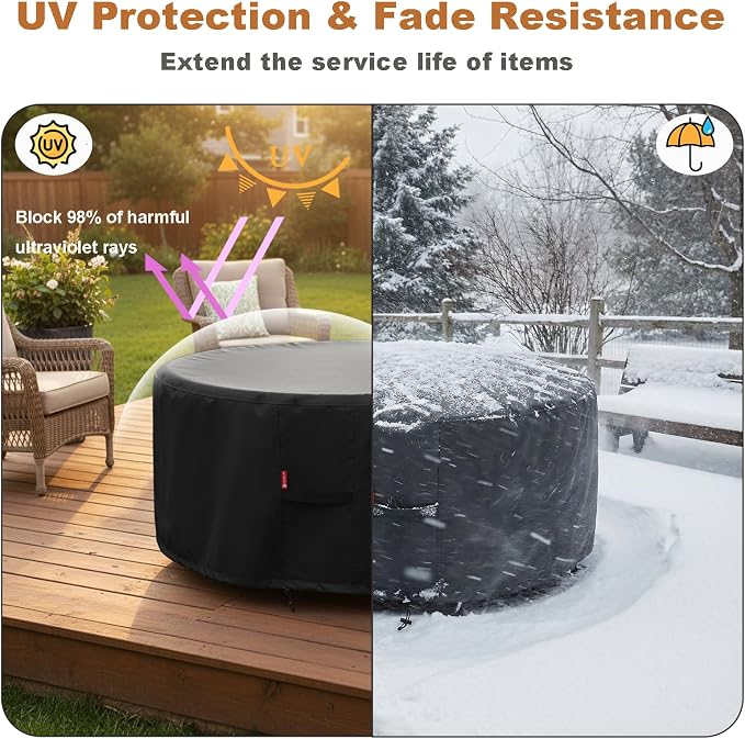 SheeChung Round Gas Fire Pit/Table Cover-Fit 36-40 inch Outdoor Firepit/Bowl - Image 4