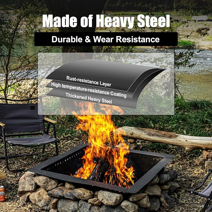 36 inch Square Fire Pit Ring, Heavy Duty Firepit Ring, DIY Campfire Insert - Image 5
