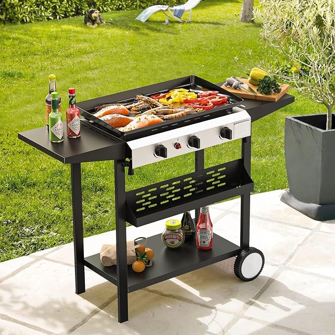 3 Burner BBQ Gas Griddle, 25.6 Inch Stainless Steel Portable Detachable Propane - Image 2