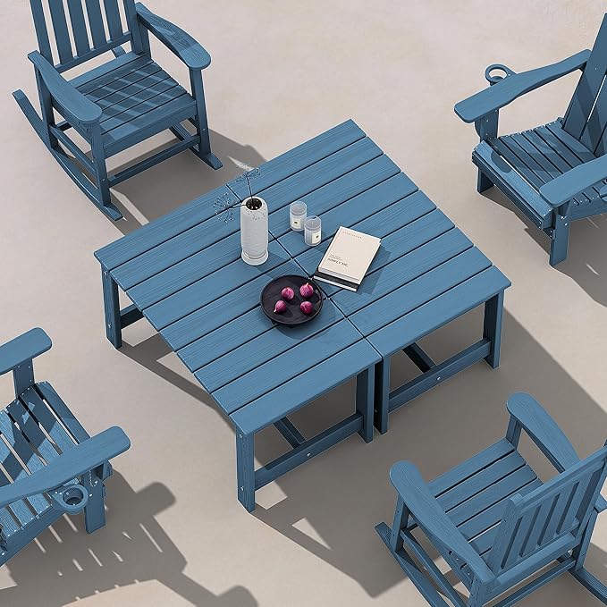 SERWALL Patio Coffee Table, HDPE Rectangle Outdoor Coffee Table Set of 2 by SERWALL