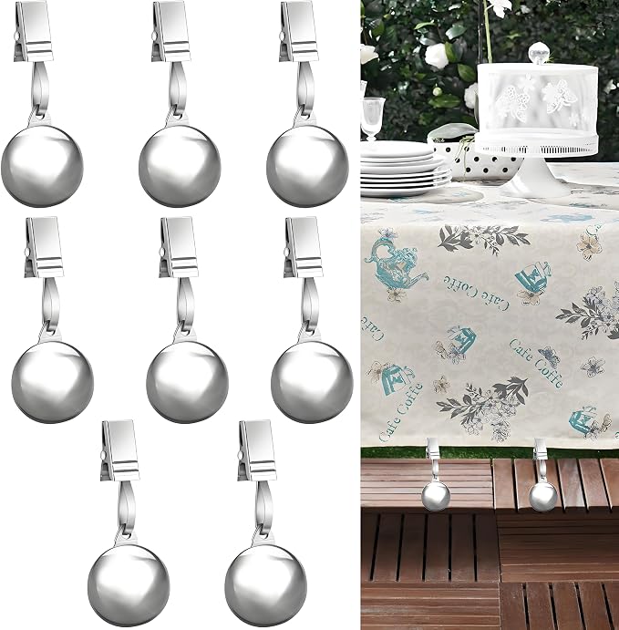 8 Pack Heavy Duty Tablecloth Weights, Stainless Steel Balls by HENGI