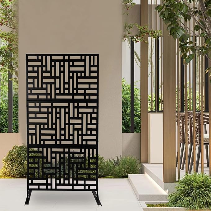 Privacy Screen, 35.4" W x 74.4" H Metal Outdoor Decorative Privacy Screen - Image 2