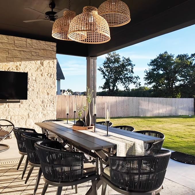 PURPLE LEAF 7 Pieces Outdoor Dining Set All Weather Wicker Patio Dining Set - Image 2