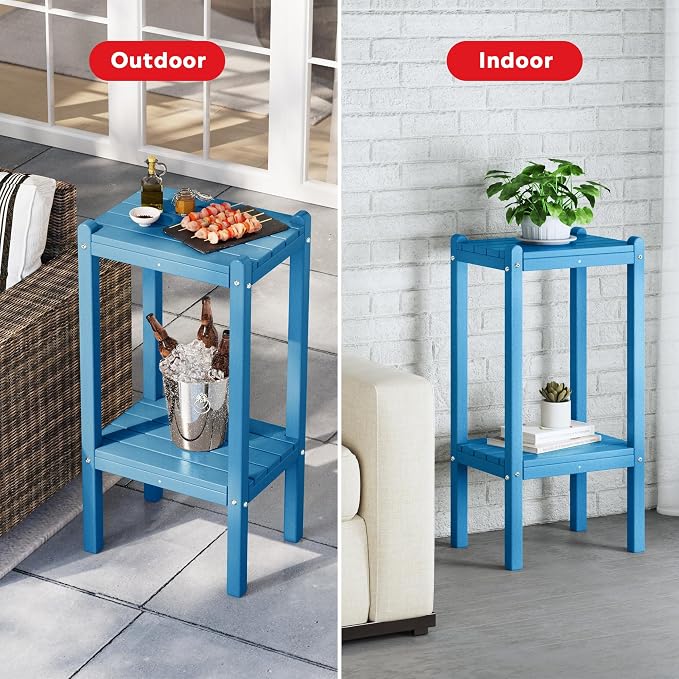 Costaelm Outdoor Side Table, 2-Tier Small Patio Coffee Tables - Image 6