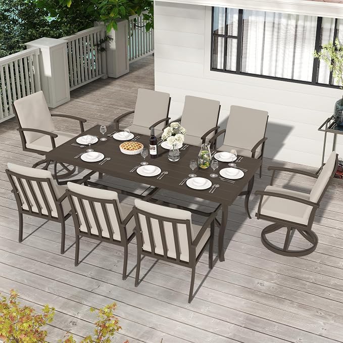 HAPPATIO Aluminum 9 Piece Patio Dining Sets, Outdoor Dining Set - Image 3