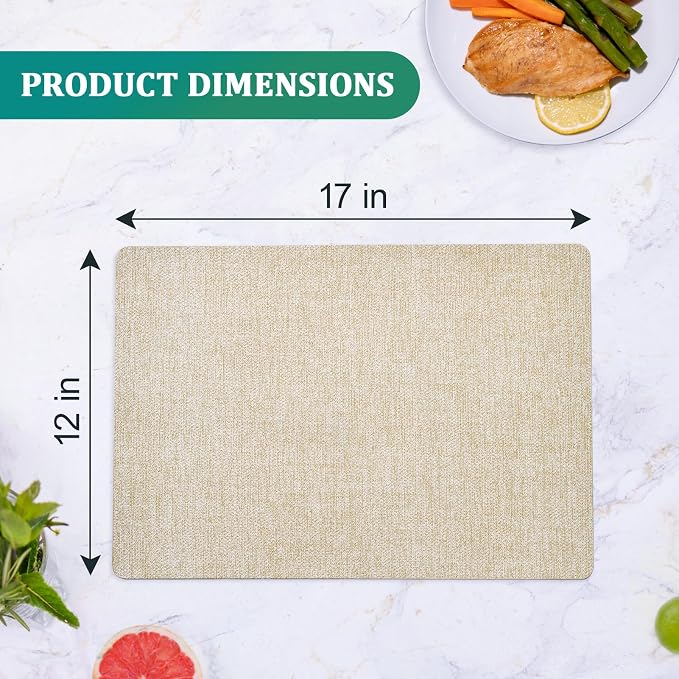 FOCUSLINE Faux Leather Placemats Set of 6, Waterproof and Non-Slip Dining Table - Image 6