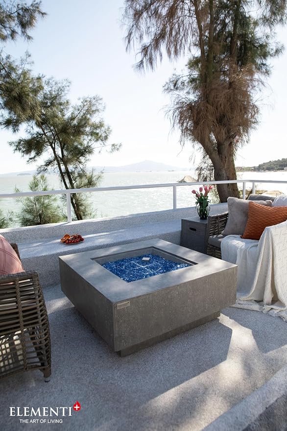 Elementi+ | Bundle Victoria Gas Fire Pit Cast Concrete 40" Square Fire Table - Image 5