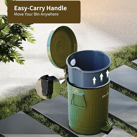 MRBIN Dog Poop Trash Can with Lid, 13L/3.4 Gal Round Pet Outdoor Waste Basket - Image 3