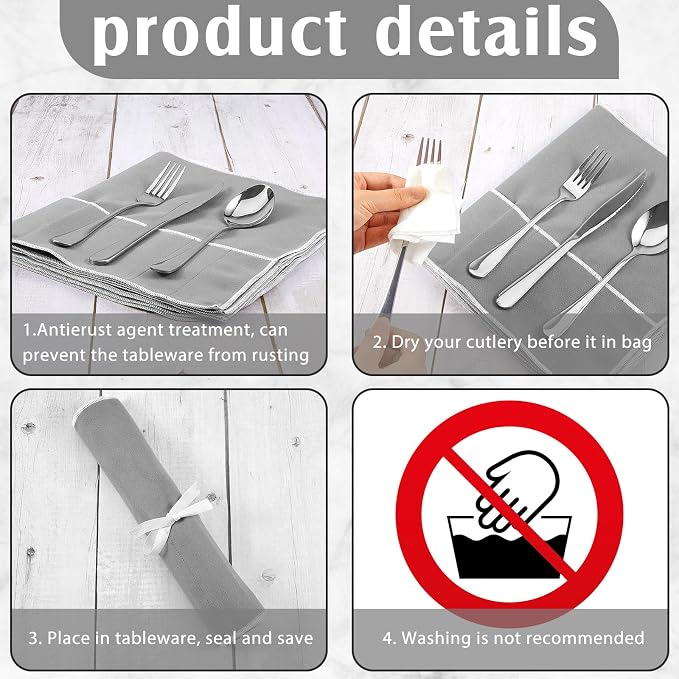 Hillban 12 Pcs Anti Tarnish Silver Storage Bags Silver Storage Cloth Felt - Image 3