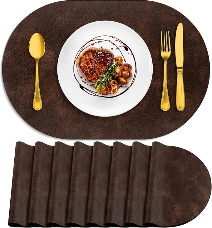 ADRIMER Placemats, Heat Resistant Oval Placemats Set of 8 Washable 12 x 17 Inch by Adrimersdreamistobeanindispensablecompanioninyourlife