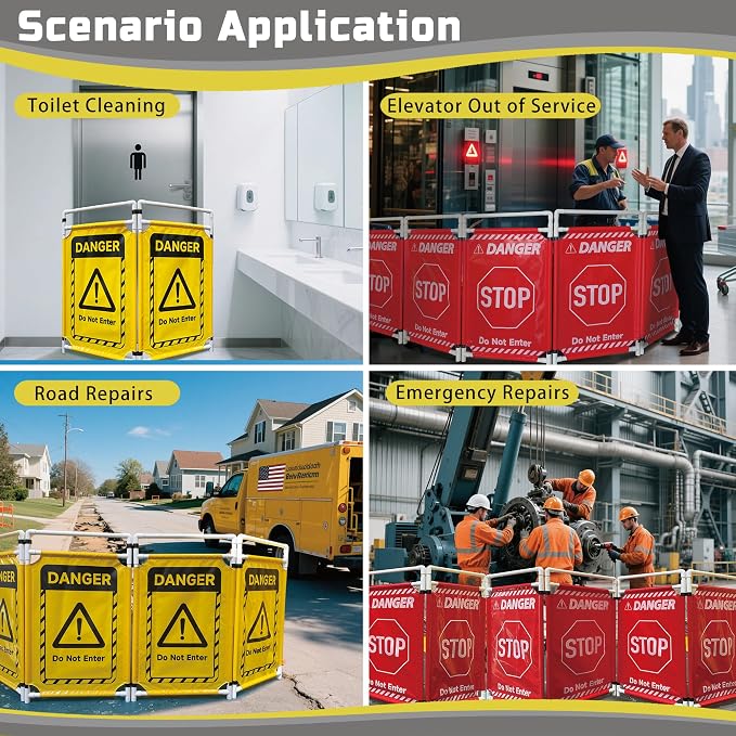 Safety Caution Barricade 3Panels Foldable Security Signs - Image 7