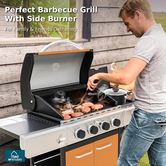 MFSTUDIO 4-Burner Propane Gas Grill, Stainless Steel BBQ Grill - Image 8