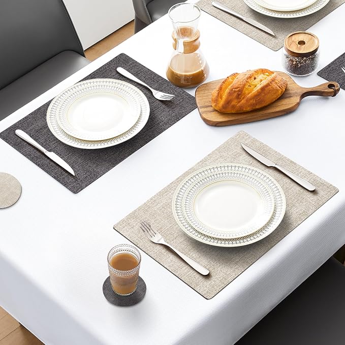 MOSAYT Faux Leather Placemats Set of 6, Heat Resistant Wipeable Washable Vinyl - Image 2