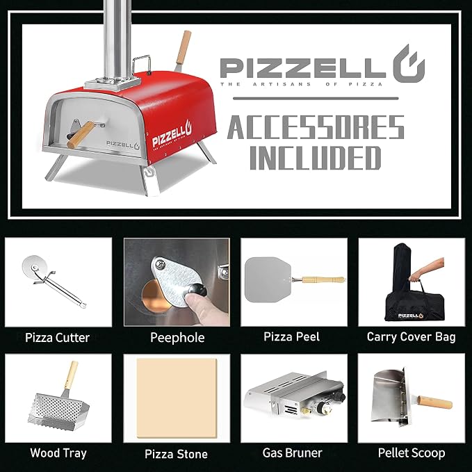 PIZZELLO 13" Outdoor Pizza Oven Propane Wood Fired Outdoor Foldable Pizza Ovens - Image 6