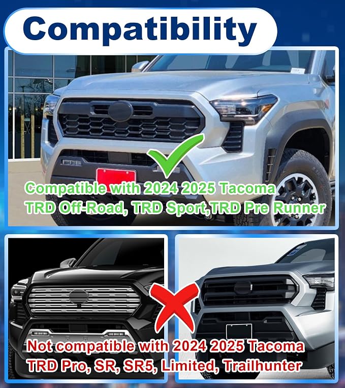Front Grille Grill Lights for 2024 2025 Tacoma TR D Off Road Sport OEM Grill - Image 3