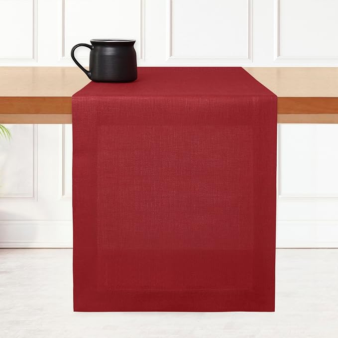 D'Moksha Homes Linen Red Table Runner 84 Inches Long by DMokshaHomes