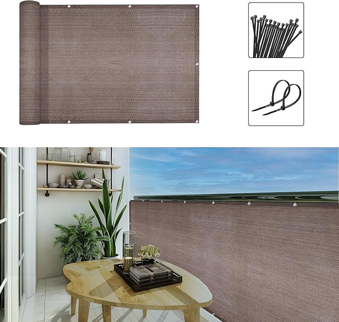3'x10'Balcony Privacy Screen Cover Fence Cover UV Protection Weatherproof - Image 7