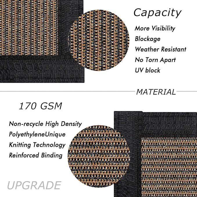 UPGRADE Privacy Fence Screen 3'x14' Brown Outdoor 90% Visibility Blockage 170 - Image 2