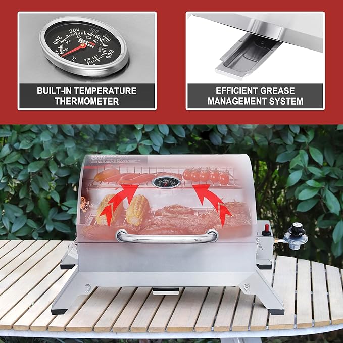 Royal Gourmet GT1001 Stainless Steel Portable Grill, 10000 BTU BBQ Tabletop Gas - Image 6