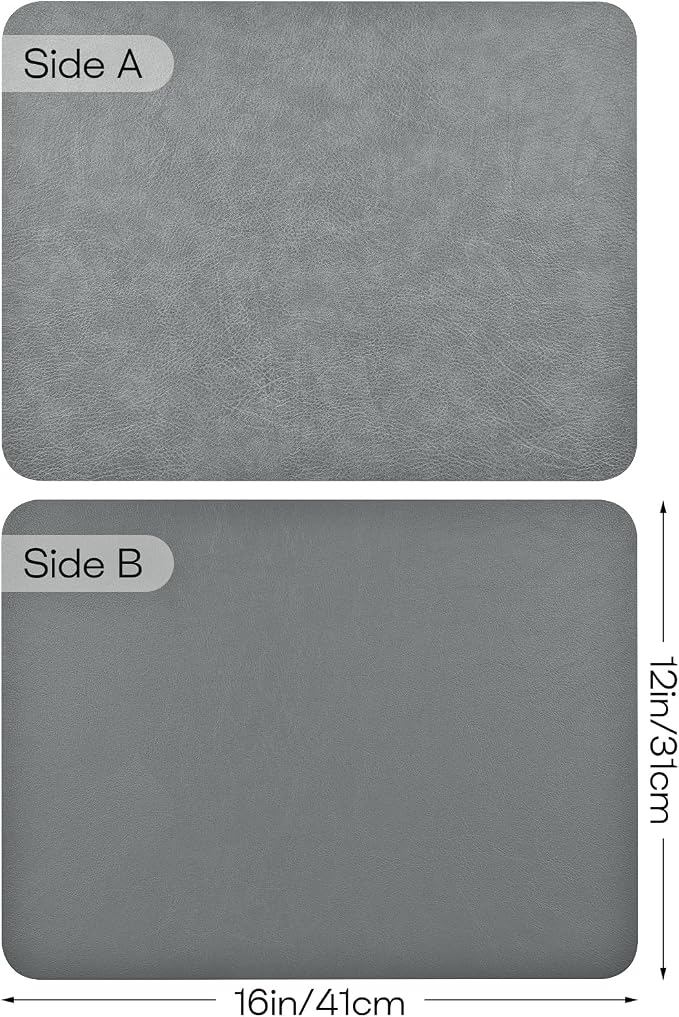 Faux Leather Placemats Set of 6 Table Mats Heat Resistant Reversible Place Mats - Image 2