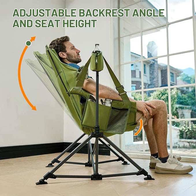 Hammock Camping Chair, Green, 400 lb Capacity, Padded Headrest