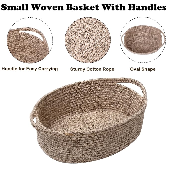Gift Basket with Gift Bag and Ribbons, Small Rope Woven Shelf Storage, Baskets - Image 3