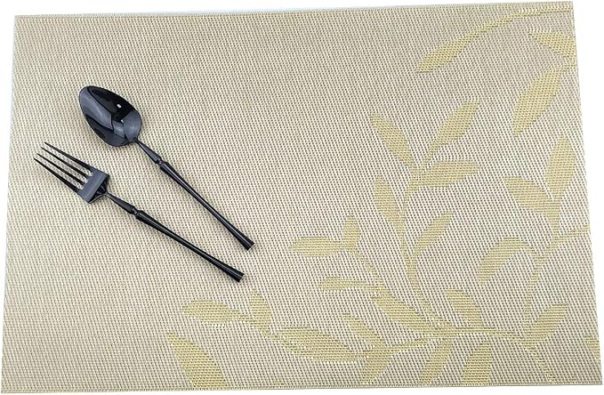 Gugrida Place Mats PVC Set of 6, Table Placemats Set of 6 PVC Washable Woven - Image 2