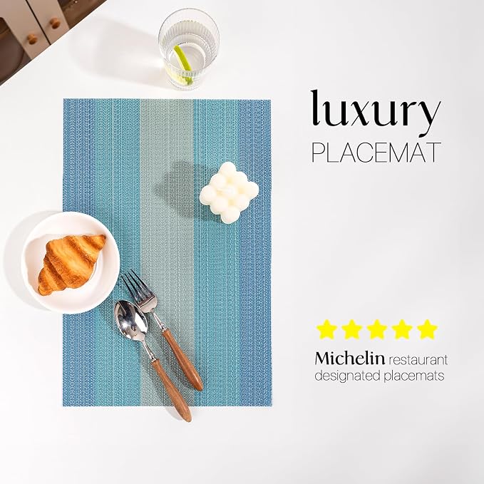 LEXMORE Placemats Set of 8 Vinyl/Plastic Woven Place Mats - Image 2