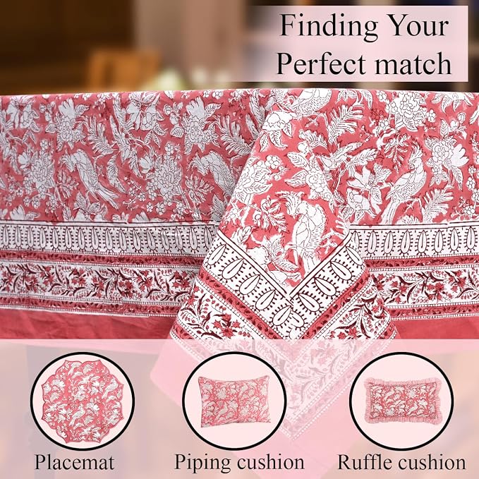 CPC Tablecloth 100% Cotton 60x90 Inch Indian Block Print Rectangle Table Cover - Image 8
