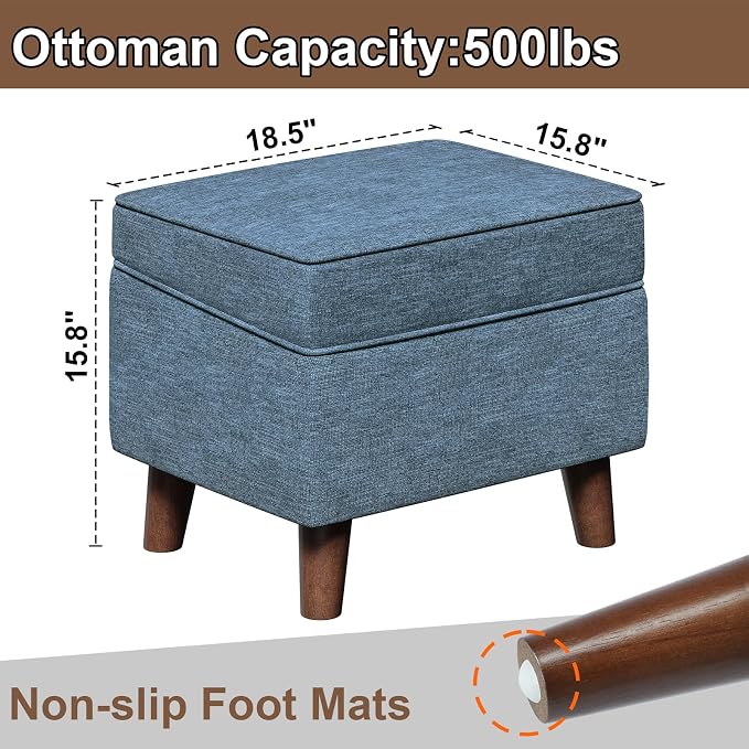 Foot Rest with Adjustable Cover, Storage Ottoman Dorm, Footstool and Sitting - Image 3