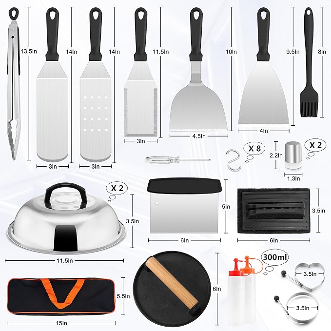 HaSteeL 28Pcs Griddle Accessories Kit, Stainless Steel Flat Top Grill Accessory - Image 2