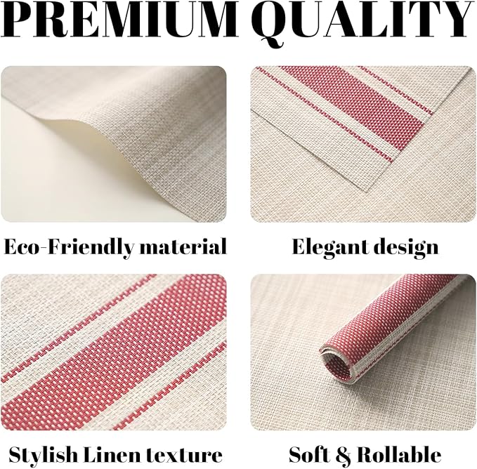 Placemats Set of 12 Vinyl/Plastic Woven Place Mats - Image 2