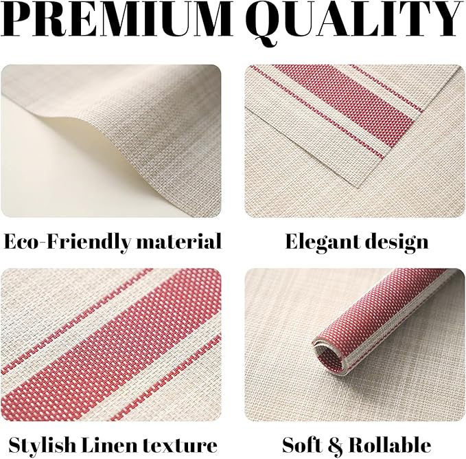 Placemats Set of 4 Vinyl/Plastic Woven Place Mats - Image 2