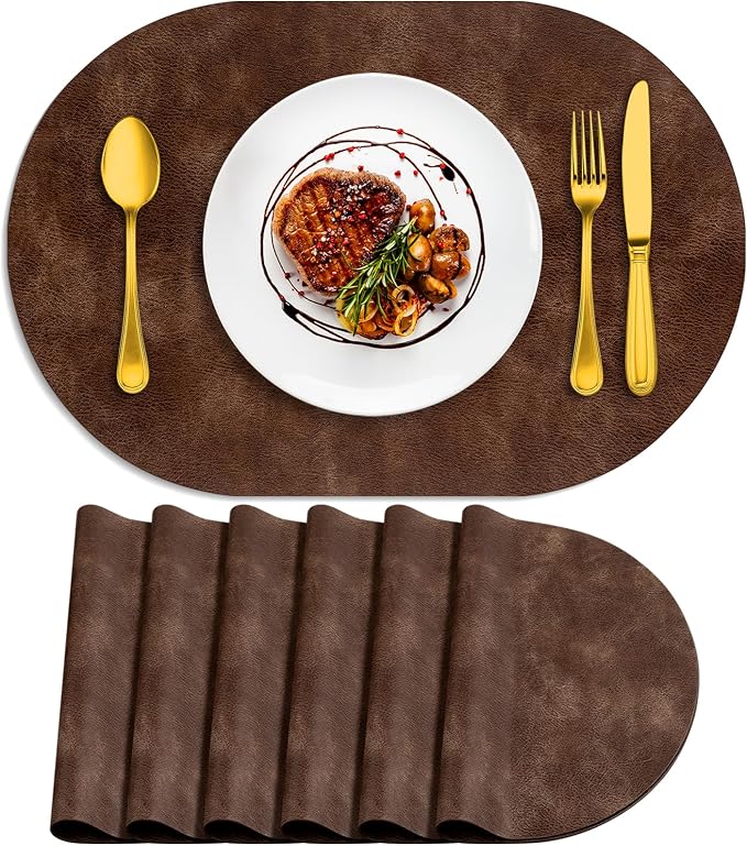 ADRIMER Placemats, Heat Resistant Oval Placemats Set of 6 Washable 12 x 17 Inch by Adrimersdreamistobeanindispensablecompanioninyourlife