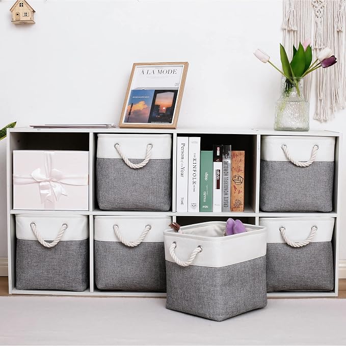 11 x 11 Inch Cube Storage Bins, 6 Pack Large Collapsible Fabric Storage Bin - Image 2