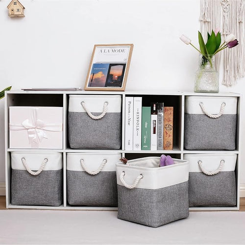 11 x 11 Inch Cube Storage Bins, 6 Pack Large Collapsible Fabric Storage Bin - Image 2