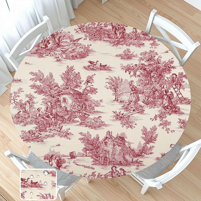 French Country Round Fitted Tablecloth by Unknown