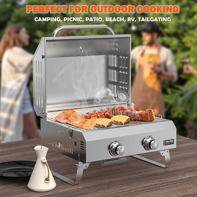 Tabletop Gas Grill 2 Burners, Stainless Steel Gas Stove 16000BTU - Image 5