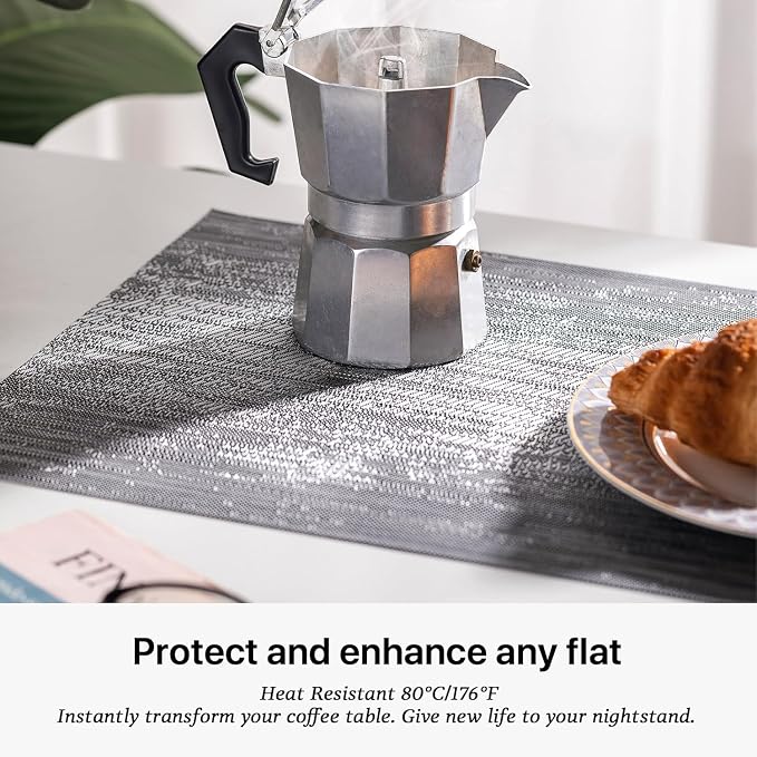 LEXMORE Placemats Set of 6 Vinyl/Plastic Woven Place Mats - Image 5