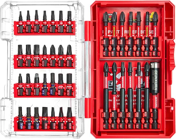 42Pieces Impact Screwdriver Bits Set, Magnetic S2 Steel by GEINXURN