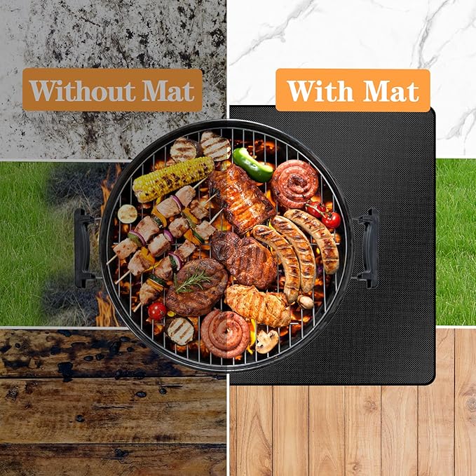 Grill Floor Mat, Fiberglass Silicone-Coated, Black, 76 x 48 Inch