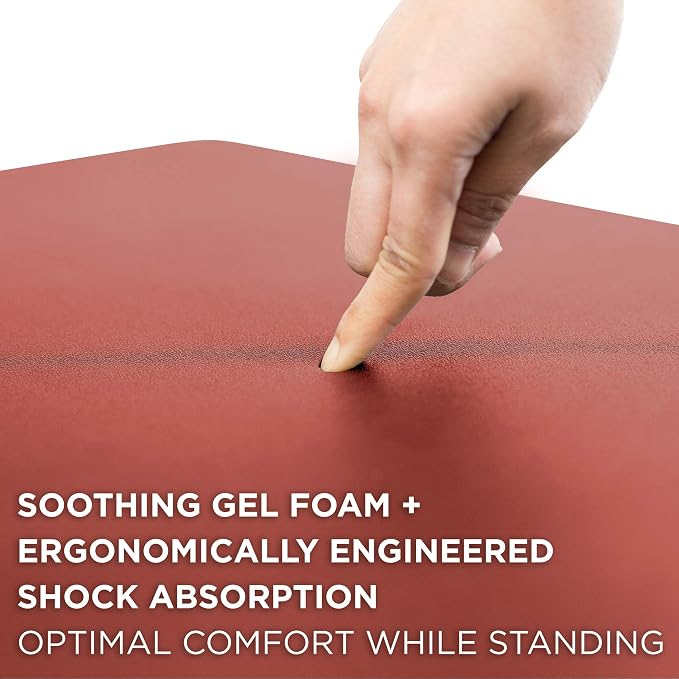 Mount-It! Standing Desk Floor Mat | Red Standing Comfort Mat - Image 2