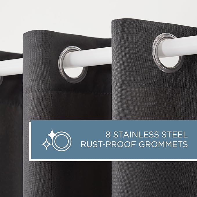 Outdoor Curtain Panels, Charcoal Light-Filtering Polyester, 54 x 120 Inch Pair