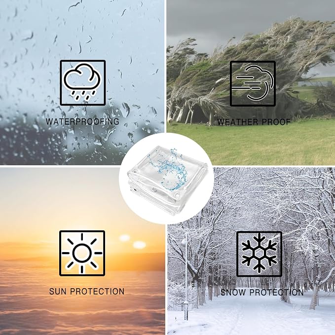 Clear Tarps Heavy Duty PVC, Transparent Tarp Durable Waterproof Dustproof - Image 7