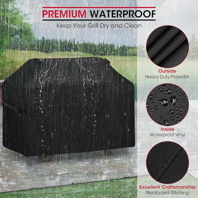 Unicook 65 Inch Grill Cover for Weber Genesis II 400 Series, 4 Burner BBQ Cover - Image 5