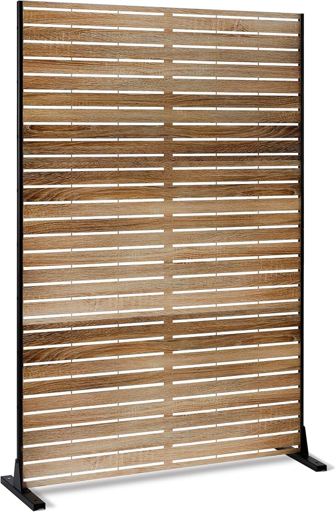 Metal Privacy Screen Outdoor 72" H×47" W, Freestanding Decorative Privacy Screen by Unknown