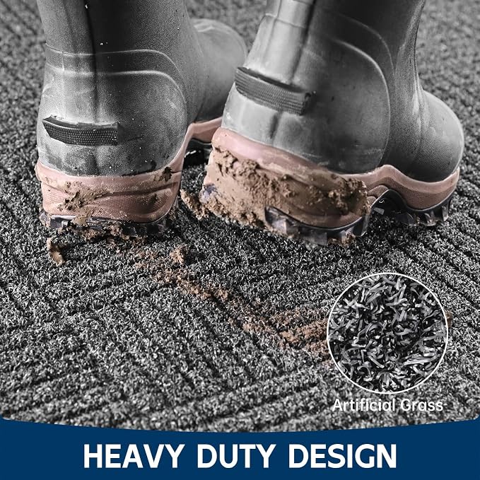 Front Door Mat Outside Entrance, Trap Dirt Outdoor Doormat Low Profile - Image 3
