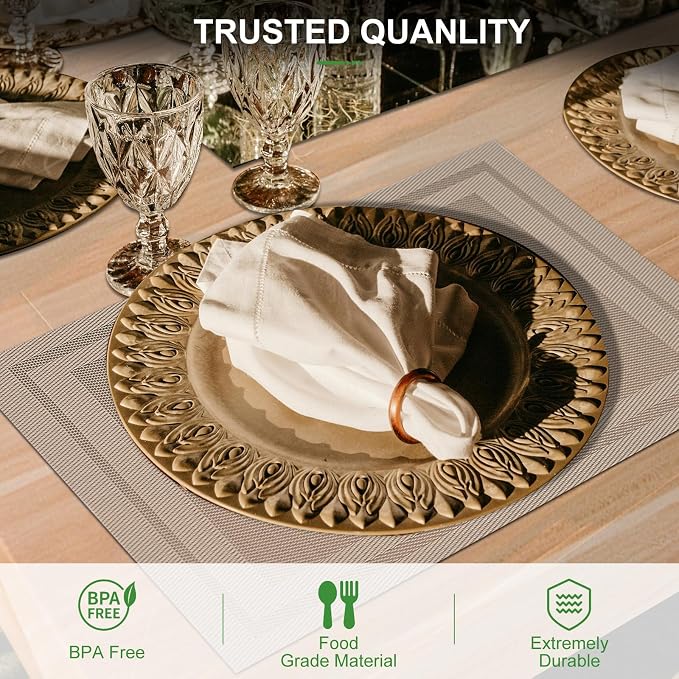 BETEAM Placemats Set of 8, Woven Vinyl Placemat - Image 2